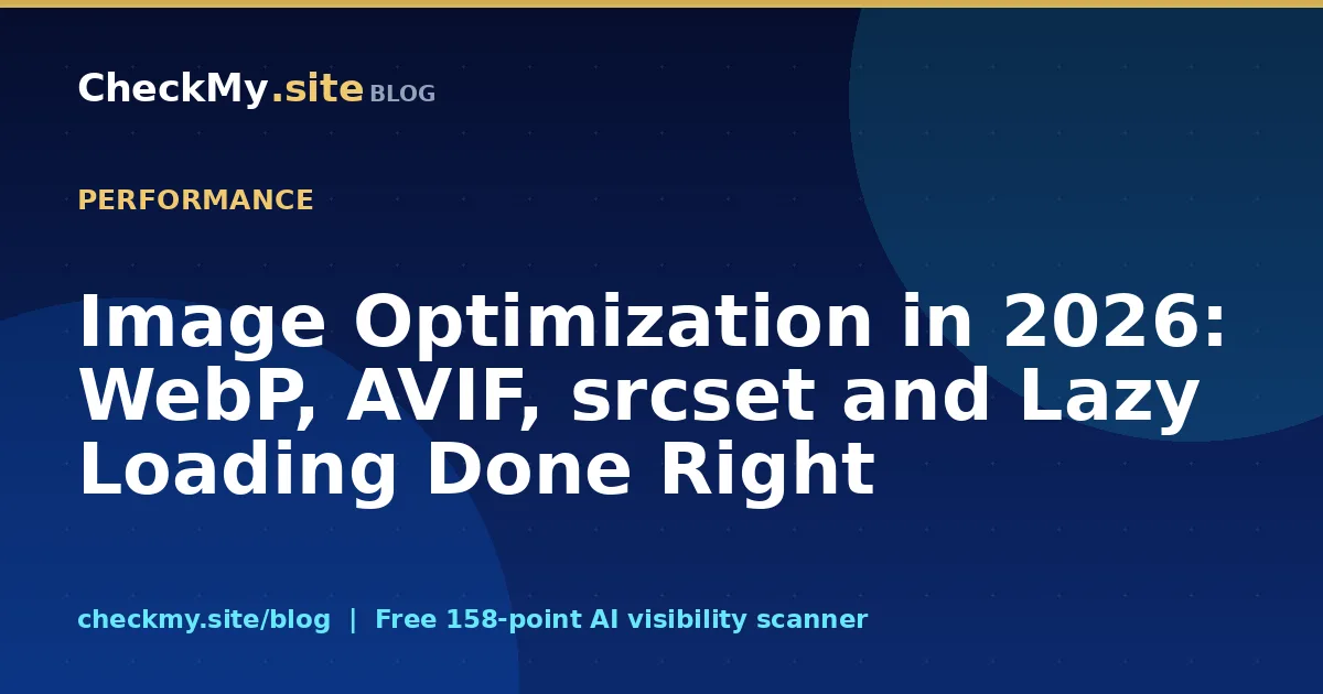 Image Optimization in 2026: WebP, AVIF, srcset and Lazy Loading Done Right